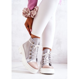 PK1 Hopeiset Letty-nahkasaappaat beige hopea 1