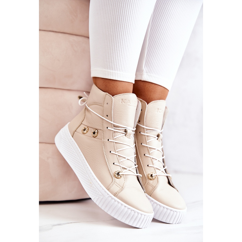 PK1 High Boot nahkalenkkarit beige Ashlee 1