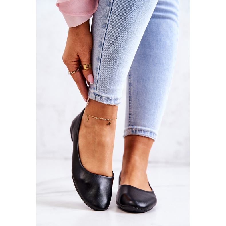 Klassiset nahkaiset balerinakengät mustat 2