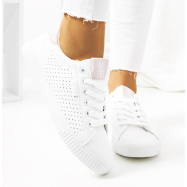 Naisten valkoiset tennarit Big Star HH274073 valkoinen vaaleanpunainen 2