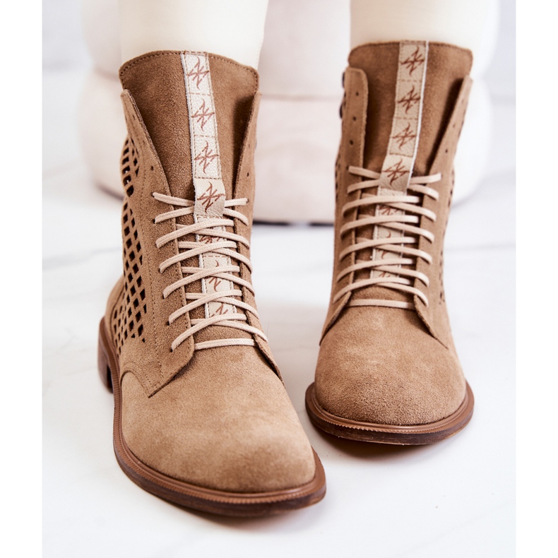 Harjakatkoiset nahkasaappaat sidotut Nicole Camel 2696 ruskea 1