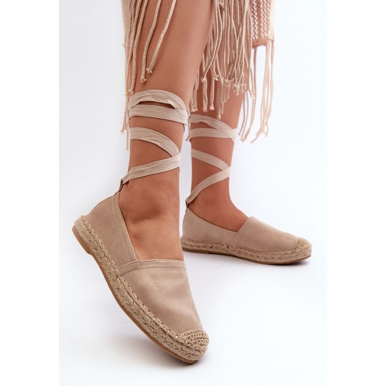 FB1 Sidottu beige mokkanahka Espadrilles Ismann 2