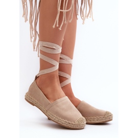 FB1 Sidottu beige mokkanahka Espadrilles Ismann 1