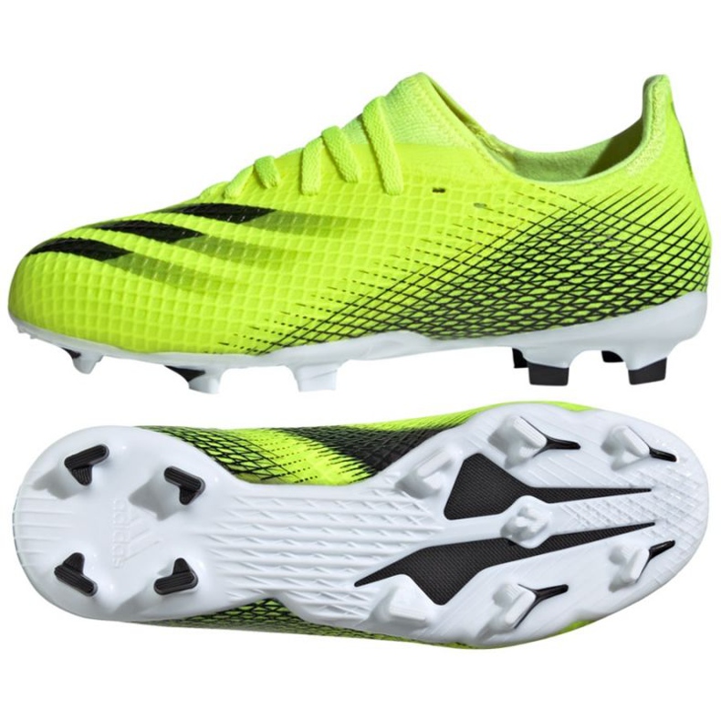 Adidas X Ghosted.3 Fg Jr FW6934 jalkapallokengät valkoinen, kelta-vihreä neon vihreä 1