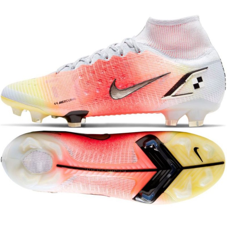 Nike Mercurial Superfly 8 Elite Mds Fg M CV0959 108 jalkapallokengät punainen, valkoinen, oranssi appelsiinit ja punaiset 1