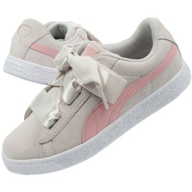 Puma Suede Heart Circles Jr 370569 01 -kengät vaaleanpunainen harmaa 1