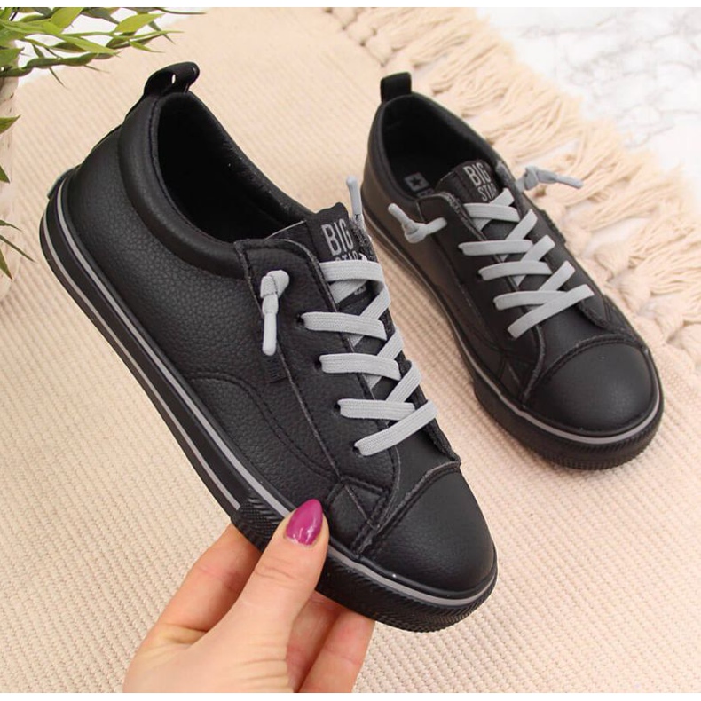 Matalat tennarit ekologisella nahalla Big Star Jr HH374038 musta valkoinen 1