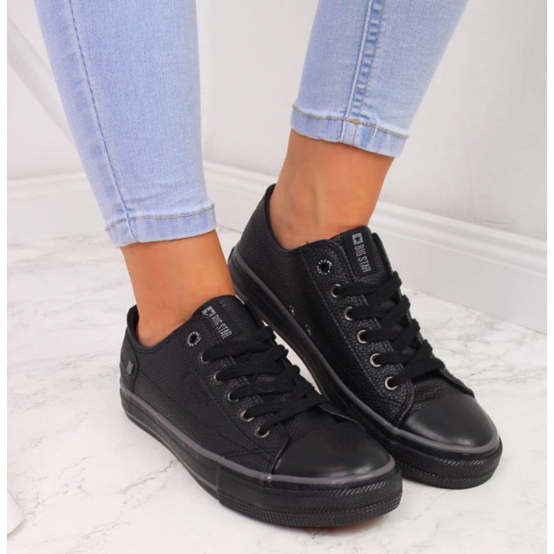 Matalavartiset tennarit, joissa eko-nahka Big Star II274002 W musta 2