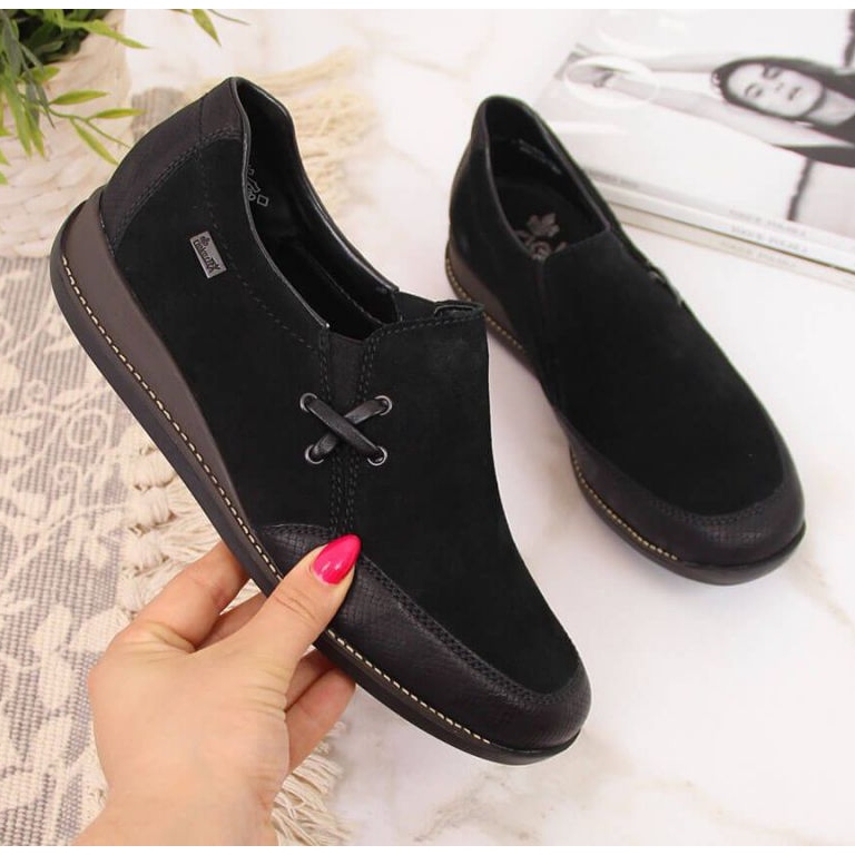 Nahkakengät kiilalla, musta W Rieker 44259 1