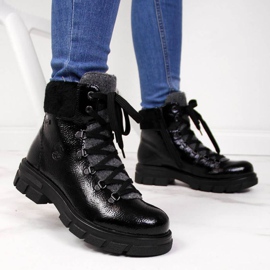 Mustat eristetyt lakatut saappaat W Rieker Z9132 sininen 2