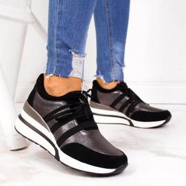 Nahkakengät kiilassa T.Sokolski W SCA139 hopea musta 2