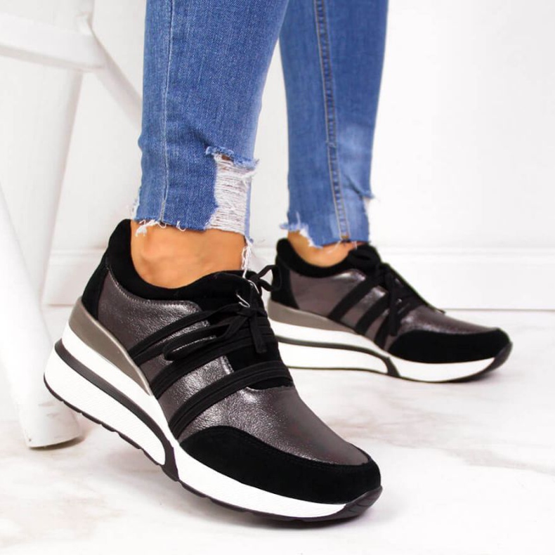 Nahkakengät kiilassa T.Sokolski W SCA139 hopea musta 2