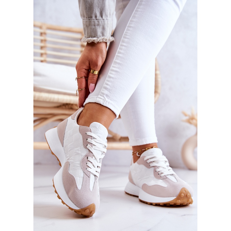 FJ1 Klassiset urheilukengät, sidottu valkoinen ja beige Patrice 2