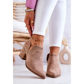 PS1 Tummanbeige mokkanahka harjakattoiset Cowboy-saappaat Valerie 2