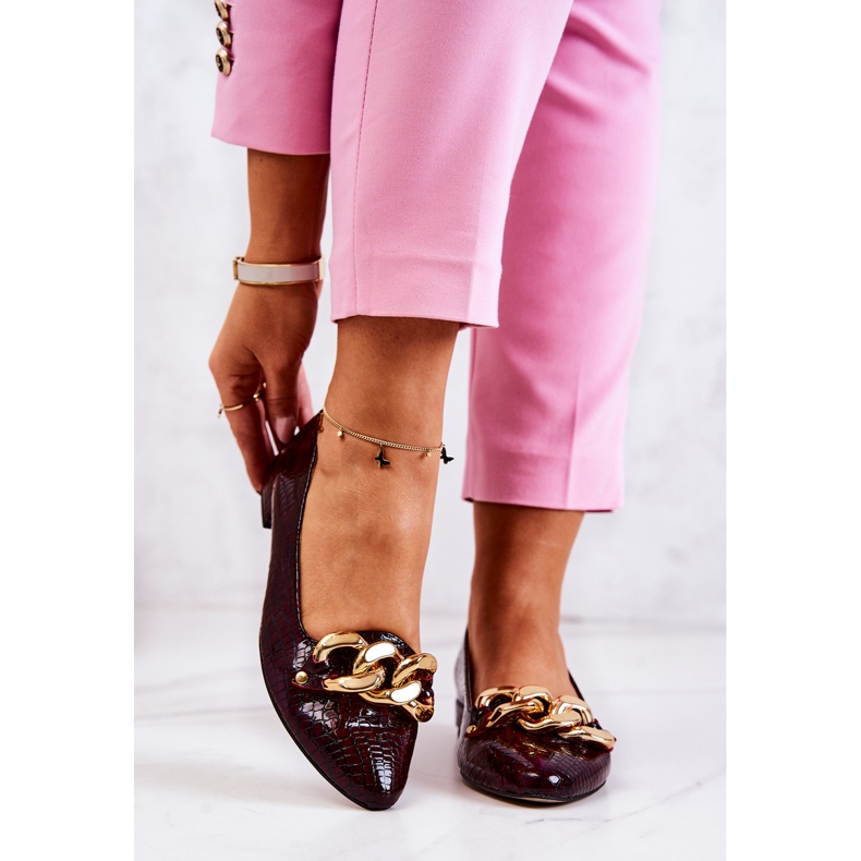 Nahkainen lakattu Snake Pumps Burgundy Elissabeth punainen 1