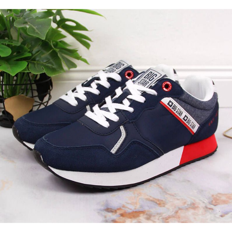 Nahkaiset urheilukengät Big Star W JJ274285 laivastonsininen harmaa 2