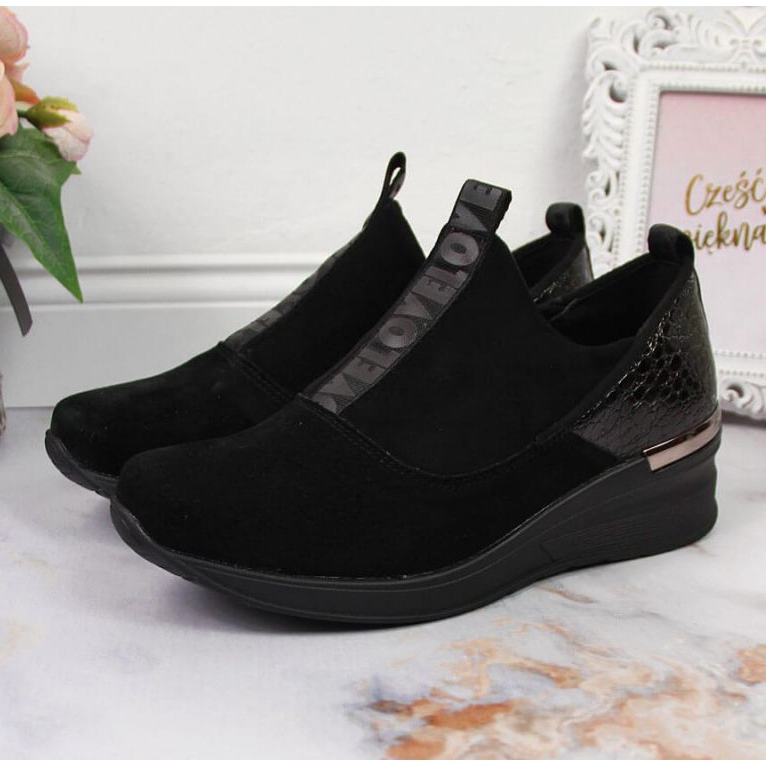 Nahkaiset lenkkarit kiilalla Filippo W PAW253A mustat 2