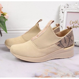 Nahkaiset lenkkarit kiilalla Filippo W PAW253B beige 2