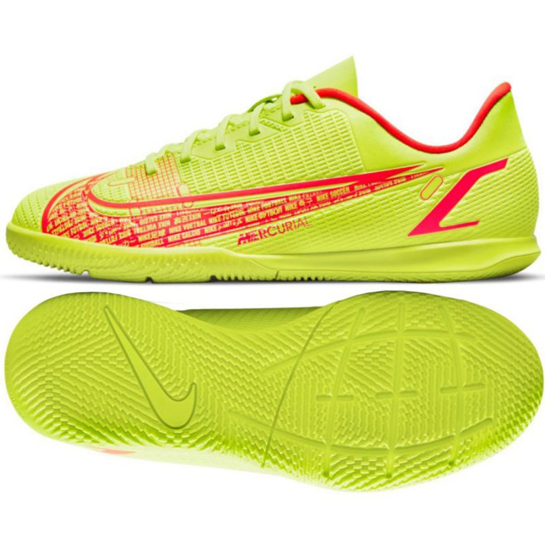 Nike Mercurial Vapor 14 Club Ic Jr CV0826 760 jalkapallokengät keltainen vihreä 1