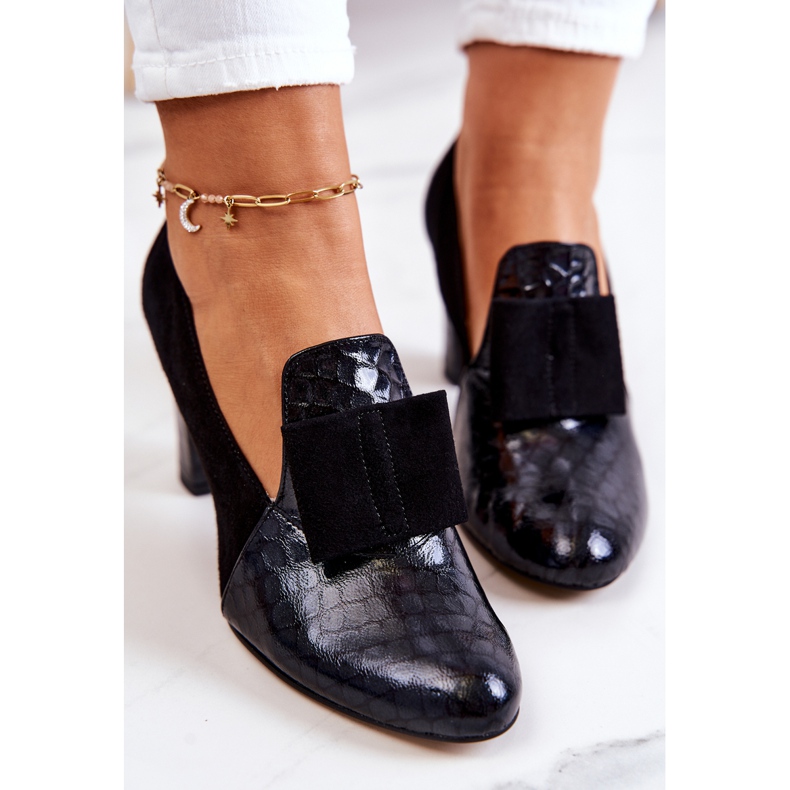 PA2 Musta Kathleen Suede Snakeskin pumput 1