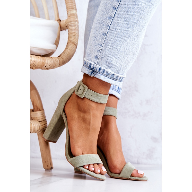 FB2 Suede Heeled sandaalit Kirkkaan vihreä Jacqueline 1