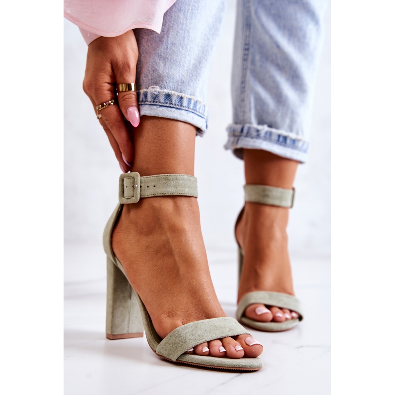 FB2 Suede Heeled sandaalit Kirkkaan vihreä Jacqueline 2