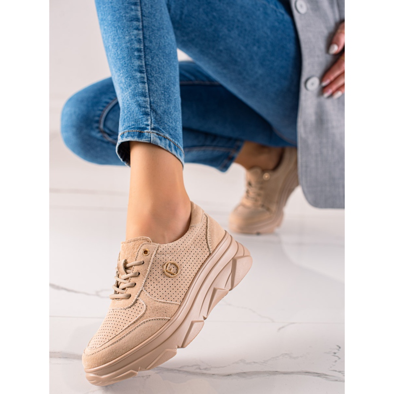 Filippo Beige nahkaiset lenkkarit ruskea 1