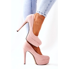 WS1 Klassiset mokkanahkaiset korkokengät beigellä typerällä alustalla 1