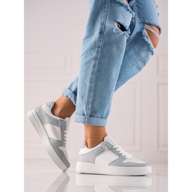 TRENDI Urheilukengät eko -nahkaa valkoinen harmaa 2