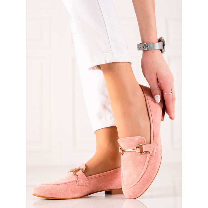 Seastar Mokassiinit kultaisella koristeella vaaleanpunainen 1