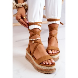 FB2 Suede Espadrilles On Wedge Sandals Camel Shanna ruskea 1