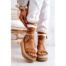 FB2 Suede Espadrilles On Wedge Sandals Camel Shanna ruskea 2