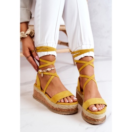 FB2 Suede Espadrilles On Wedge Sandals Keltainen Shanna 1