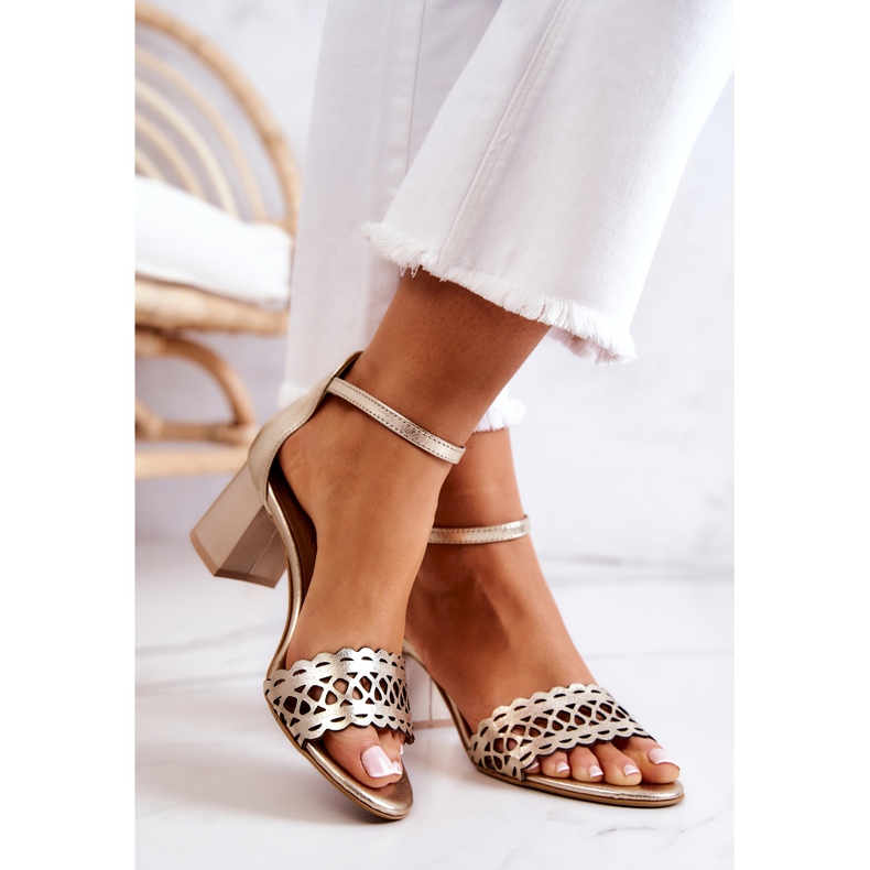 Lewski Shoes Nahkaiset harjakattoiset sandaalit Lewski 2869/2 Golden kultainen 2