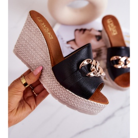 Lewski Shoes Nahkaiset kiilatossut Lewski 3062 Musta 1