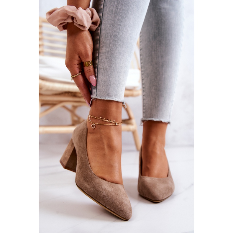 Suede pumput Sergio Leone PB411 beige ruskea 2