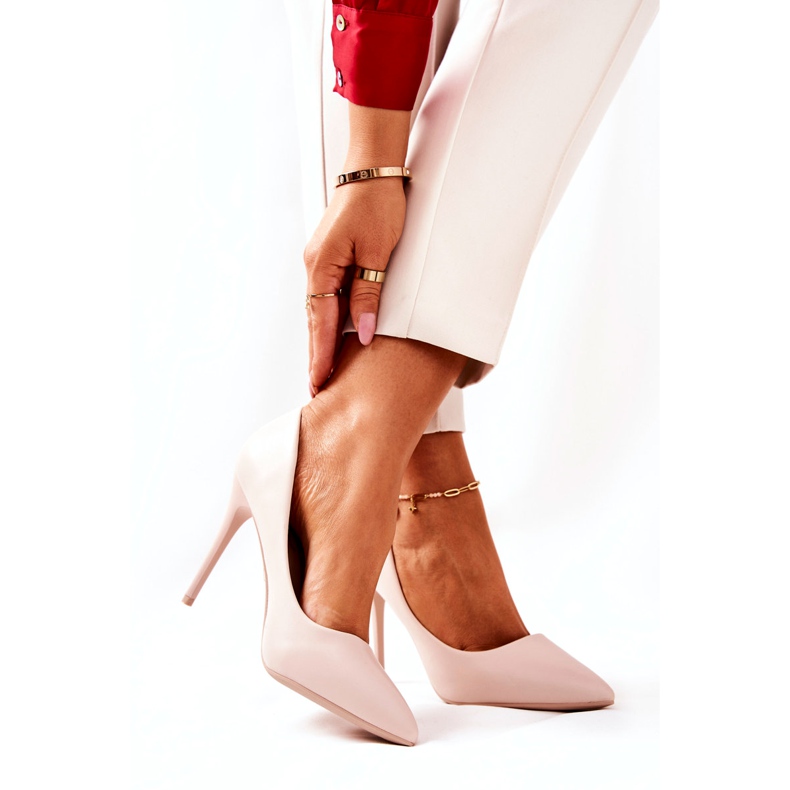 WS1 Nahkaiset korkokengät Spitz Beige Hanne 3