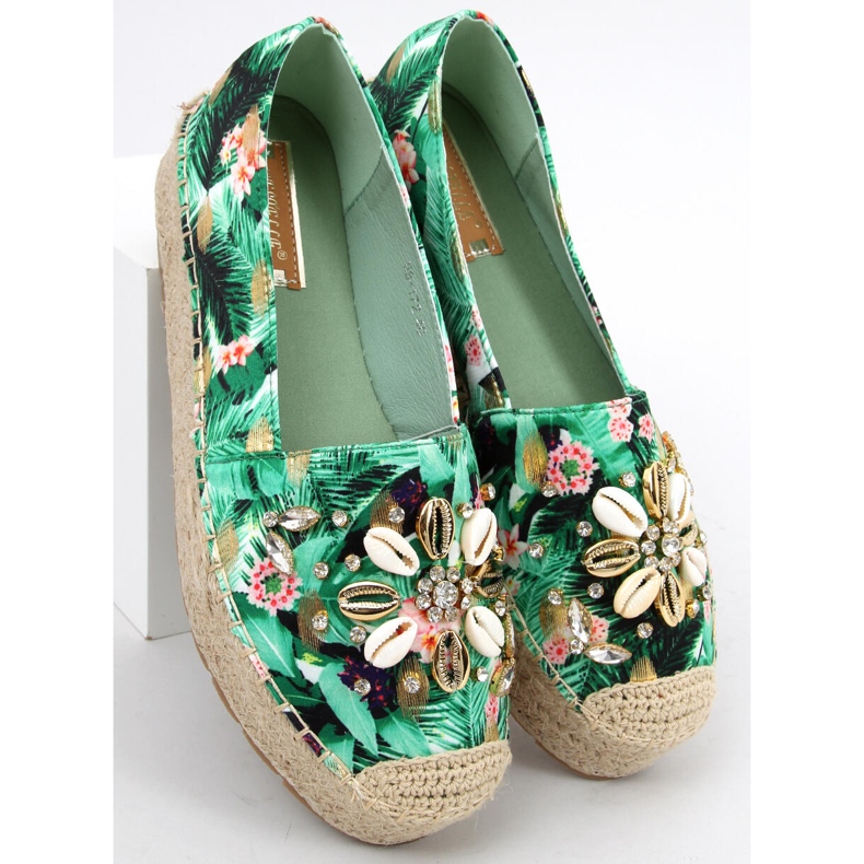 Espadrillit kuorilla Manami Flower Green vihreä 1