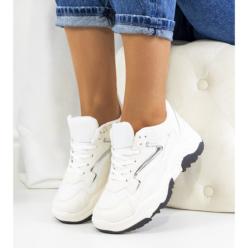 Badillon kiiltävät valkoiset lenkkarit valkoinen hopea 1