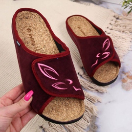 Inblu W BEF33 viininpunaiset tarranauhalliset kotitossut punainen monivärinen 1