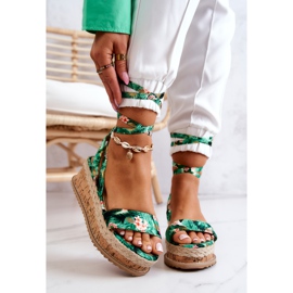 FB2 Sandaalit Espadrillit Wedge Green Roxanne Flowersilla monivärinen vihreä 2