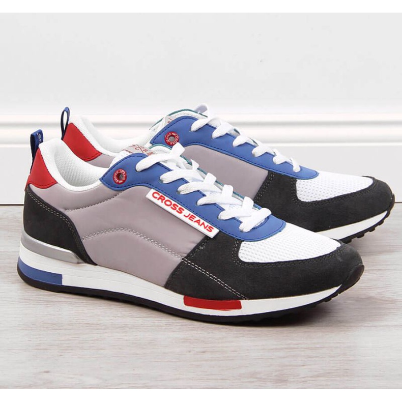 Cross Jeans M JJ1R4010C nahkaiset urheilukengät valkoinen musta sininen harmaa 1