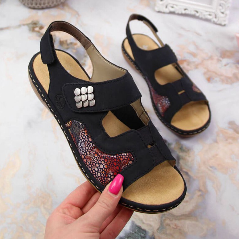 Velcro sandaalit Rieker W 65989-14 laivastonsininen 1