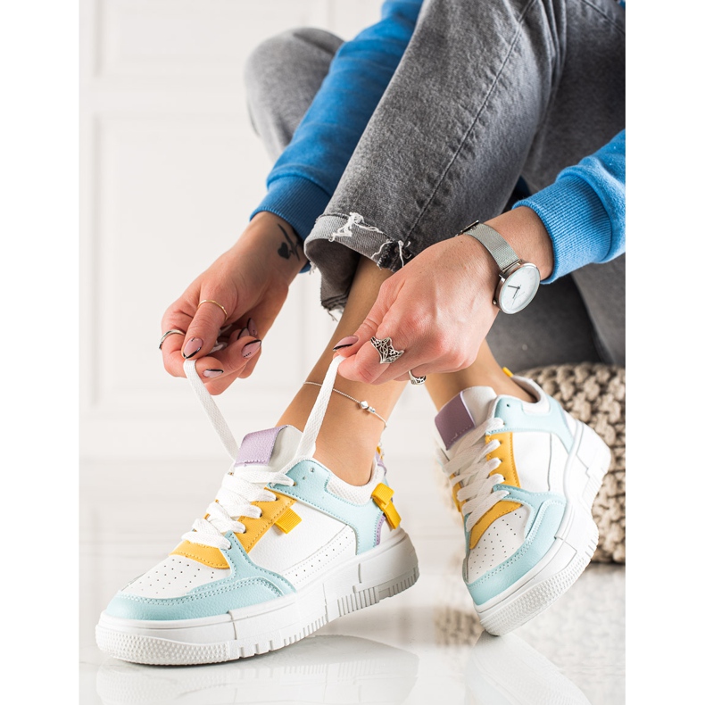 TRENDI Tyylikkäät lenkkarit valkoinen vihreä keltainen 1