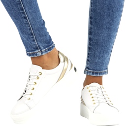 Valkoiset nahkaiset Creepers Filippo DP3530 / 22 valkoinen kultainen 5