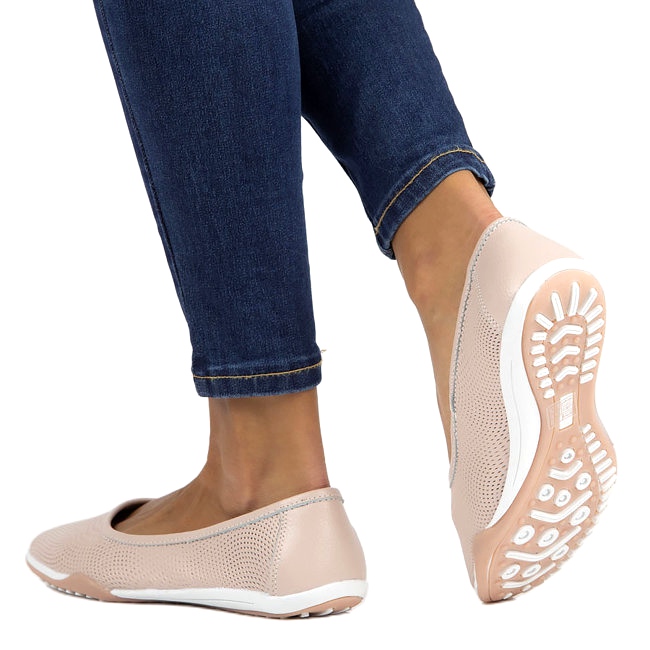 Nahka pinkit harjakattoiset ballerinat Filippo DP3681 / 22 PI vaaleanpunainen 1