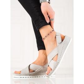 Suede sandaalit tarranauhalla VINCEZA harmaa 2