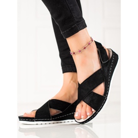 Suede sandaalit tarranauhalla VINCEZA musta 1