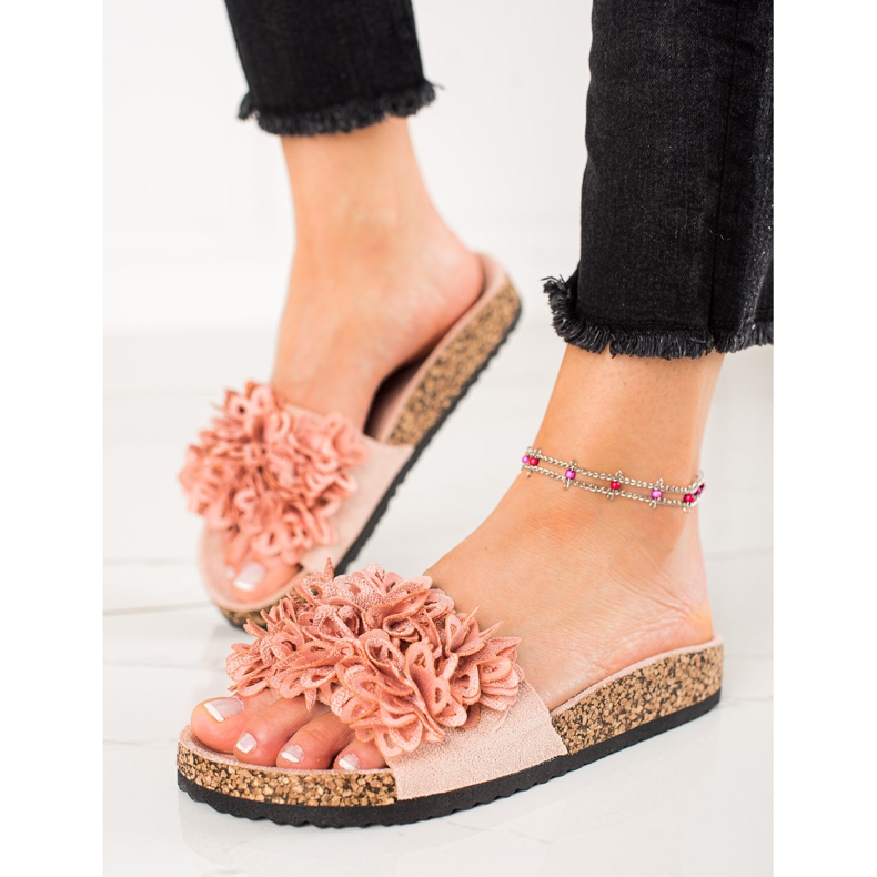 Vaaleanpunaiset tossut kukilla VINCEZA vaaleanpunainen 1