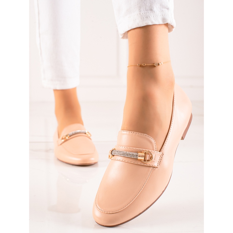 Ideal Shoes Tyylikäs Loaferit Kuutiometriä Zirkonia beige 1